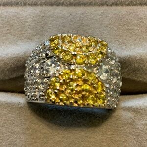 Elegant Yellow and Silver Gemstone Ring